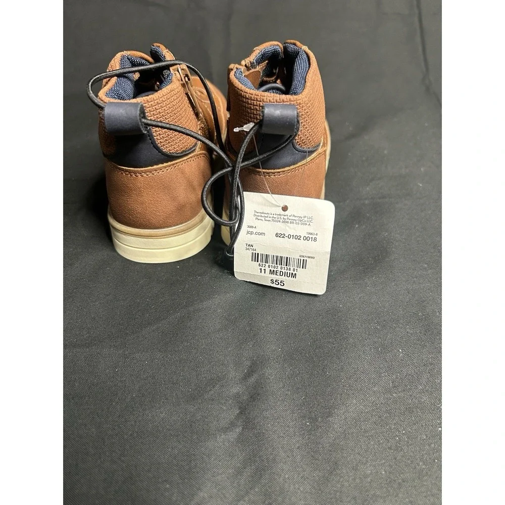 NWT Thereabouts Memory Foam Boys Dress Shoes Size 11 Tan And Navy Blue